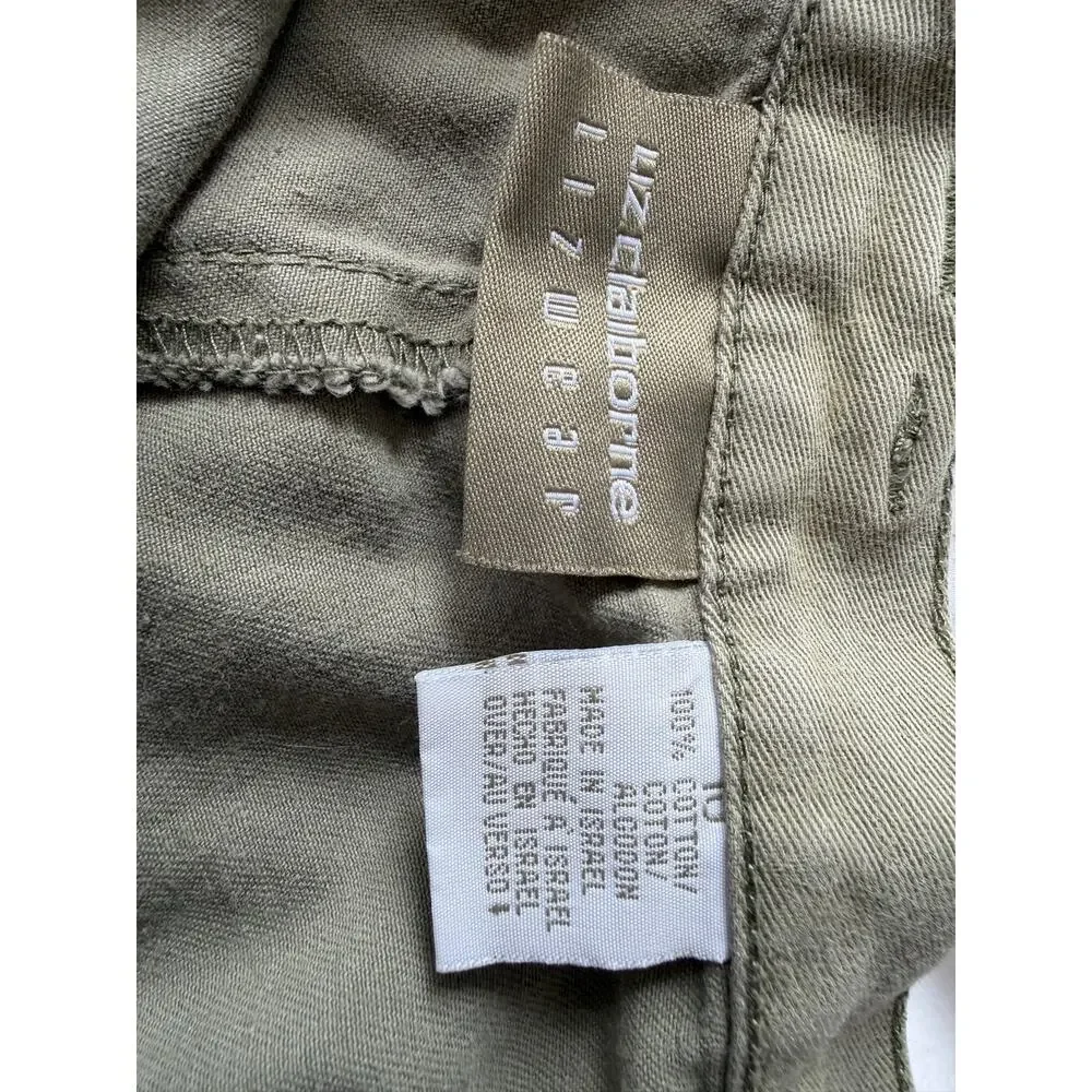 Vintage 1990s Liz Claiborne Lizwear Pleated Olive Green Cotton Shorts
